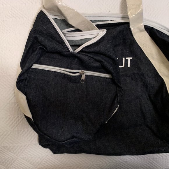 Will Workout for Cupcakes Duffle Gym Bag - Private Party - Denim Blue & White - Picture 5 of 5